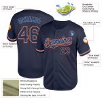 Personalized Custom Name and Number Throwback Baseball Jersey - Navy Powder Blue-Orange Mesh Team Style Personalized Navy