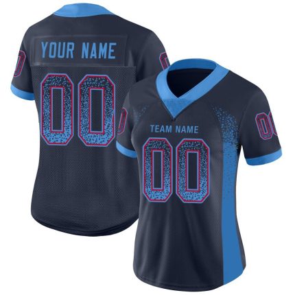 Custom Name and Number Navy Powder Blue Red Mesh Football Jersey - Personalized Drift Fashion Team Apparel Personalized Navy