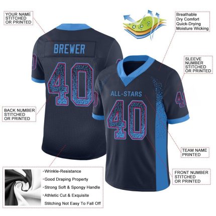 Custom Name and Number Navy Powder Blue Red Mesh Football Jersey - Personalized Drift Fashion Team Apparel Personalized Navy