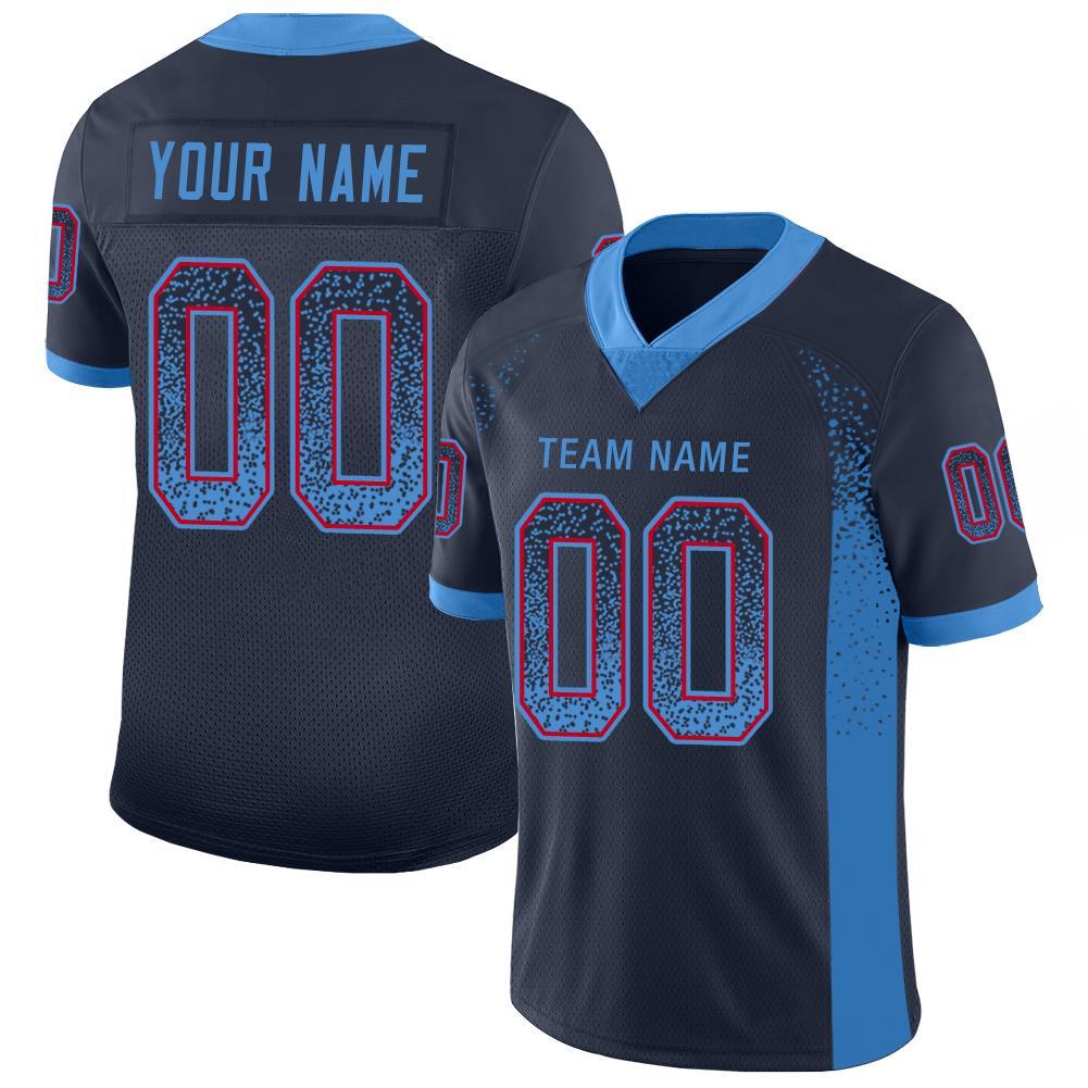 Personalized Navy Powder Blue-Red Mesh Drift Fashion Football Jersey Team Custom Name and Number Custom Name and Number Navy Powder Blue Red Mesh Football Jersey - Personalized Drift Fashion Team Apparel Personalized Navy - Image 5