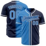 Custom Name and Number Personalized Baseball Jersey - Navy Powder Blue White Authentic Gradient Fashion Team Apparel Personalized