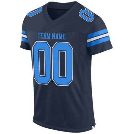 Custom Name and Number Navy Powder Blue-White Mesh Football Jersey - Personalized Authentic Team Jersey Personalized Navy