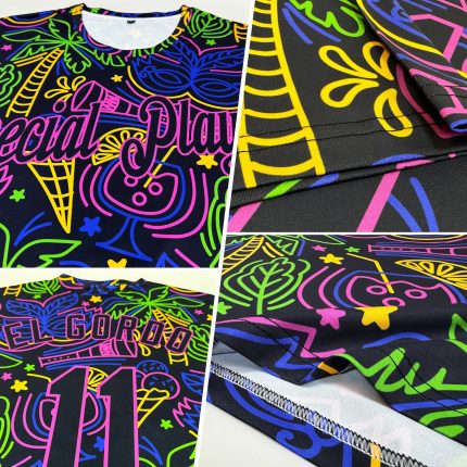 Custom Name and Number Hawaii Summer T-Shirt with 3D Navy Purple Pattern for Holiday Party Performance Personalized Navy