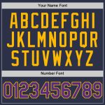 Personalized Custom Name & Number Baseball Jersey - Navy Purple-Gold Authentic Throwback Design Personalized Navy Purple-Gold