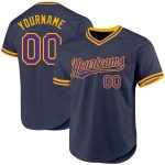 Personalized Custom Name & Number Baseball Jersey - Navy Purple-Gold Authentic Throwback Design Personalized Navy Purple-Gold