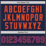Custom Name Number Navy Purple Orange Varsity Letterman Bomber Jacket Full Snap Personalized Navy Purple-Orange Bomber Full-Snap