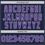 Custom Name Number Varsity Letterman Jacket Personalized Navy Purple White Full-Snap Bomber Personalized Navy Purple-White