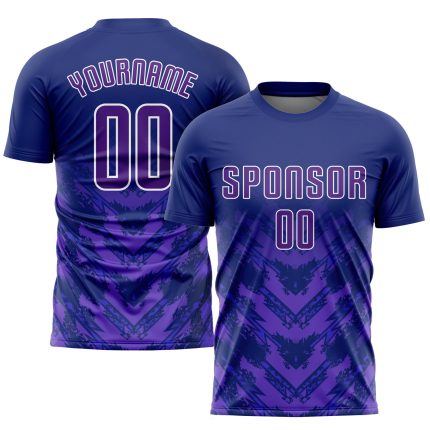 Custom Soccer Jersey with Personalized Name and Number - Navy Purple White Sublimation Team Uniform Personalized Navy Purple-White