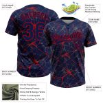 Personalized Custom Name and Number Unisex Softball Jersey, 3D Navy Red Abstract Pattern, Two-Button Design Personalized