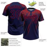 Custom Name and Number Unisex Softball Jersey - Personalized Navy Red 3D Abstract Sharp Design, Two-Button Style Personalized