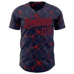 Custom Name and Number Authentic 3D Pattern Navy Red Baseball Jersey - Personalized Team Jersey Personalized Navy Red 3D