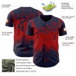 Custom Name and Number Baseball Jersey - Personalized Navy Red 3D Abstract Splatter Design Grunge Art Personalized Navy Red