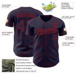 Custom Name and Number Authentic Baseball Jersey - Personalized Navy Red 3D Curve Lines Design Personalized Navy Red 3D Pattern