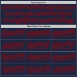 Custom Name and Number Authentic Baseball Jersey - Personalized Navy Red 3D Curve Lines Design Personalized Navy Red 3D Pattern