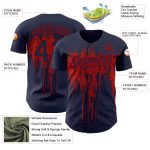 Custom Name Number Baseball Jersey 3D Dripping Splatter Art Navy Red Design - Personalized Team Apparel Personalized Navy