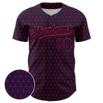Custom Name Number Baseball Jersey Hearts 3D Pattern Design Navy Red Authentic Team Personalized Navy Red 3D Pattern Design