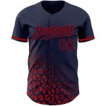 Custom Name and Number Leopard Print Baseball Jersey - Personalized Navy Red 3D Pattern Fashion Design Personalized Navy