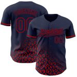 Custom Name and Number Leopard Print Baseball Jersey - Personalized Navy Red 3D Pattern Fashion Design Personalized Navy