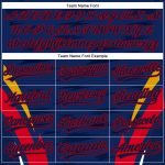 Custom Name and Number Baseball Jersey with 3D Pattern Side Stripes - Personalized Navy Red Team Apparel Personalized Navy