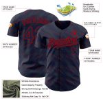 Custom Name and Number Authentic Baseball Jersey with 3D Navy Red Slant Lines Design Personalized Navy Red 3D Pattern Design