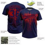 Custom Name and Number Unisex Softball Jersey Personalized Navy Red 3D Dripping Splatter Art Two-Button Design Personalized
