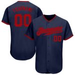 Personalized Authentic Baseball Jersey in Navy Blue and Red Colors Personalized Navy Red Authentic Baseball Jersey
