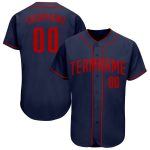 Custom Name Number Personalized Baseball Jersey - Authentic Navy Red Team Jersey Personalized Navy Red Authentic Baseball