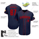 Custom Name Number Personalized Baseball Jersey - Authentic Navy Red Team Jersey Personalized Navy Red Authentic Baseball