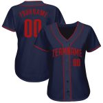 Custom Name Number Personalized Baseball Jersey - Authentic Navy Red Team Jersey Personalized Navy Red Authentic Baseball