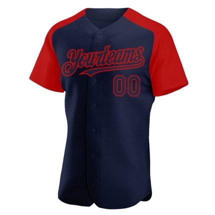 Custom Name and Number Navy Red Baseball Jersey - Personalized Authentic Raglan Sleeves Team Apparel Personalized Navy Red