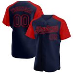 Custom Name and Number Navy Red Baseball Jersey - Personalized Authentic Raglan Sleeves Team Apparel Personalized Navy Red