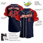 Custom Team Baseball Jersey with Personalized Name and Number - Navy Red-Cream Authentic Raglan Sleeves Personalized Navy