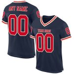 Custom Team Football Jersey - Personalized Authentic Throwback Mesh in Navy Red-Cream with Name and Number Personalized Navy
