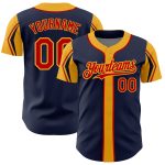 Personalized Navy Red Gold Baseball Jersey with Custom Name and Number - Authentic Team Apparel Personalized Navy Red-Gold