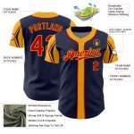 Personalized Navy Red Gold Baseball Jersey with Custom Name and Number - Authentic Team Apparel Personalized Navy Red-Gold