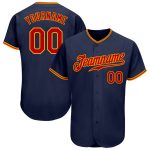 Custom Name and Number Authentic Baseball Jersey in Navy Red-Gold - Personalized Team Apparel Personalized Navy Red-Gold