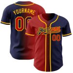 Custom Name and Number Personalized Navy Red-Gold Gradient Baseball Jersey - Authentic Team Gear Personalized Navy Red-Gold