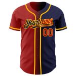 Custom Name and Number Personalized Navy Red-Gold Gradient Baseball Jersey - Authentic Team Gear Personalized Navy Red-Gold