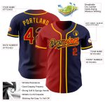 Custom Name and Number Personalized Navy Red-Gold Gradient Baseball Jersey - Authentic Team Gear Personalized Navy Red-Gold
