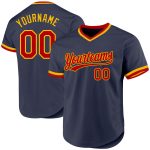 Custom Name Number Baseball Jersey - Personalized Navy Red Gold Authentic Throwback Personalized Navy Red-Gold Authentic