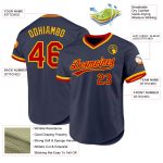Custom Name Number Baseball Jersey - Personalized Navy Red Gold Authentic Throwback Personalized Navy Red-Gold Authentic