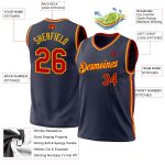 Personalized Authentic Throwback Basketball Jersey - Navy Red Gold Design Personalized Navy Red-Gold Authentic Throwback