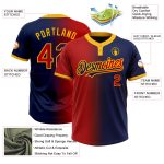 Custom Name Number Two-Button Unisex Softball Jersey in Navy Red-Gold Gradient - Personalized Team Apparel Personalized Navy