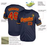 Custom Name Number Personalized Baseball Jersey Red Gold Navy Mesh Authentic Throwback Personalized Navy Red-Gold Mesh Authentic