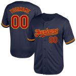 Custom Name Number Personalized Baseball Jersey Red Gold Navy Mesh Authentic Throwback Personalized Navy Red-Gold Mesh Authentic