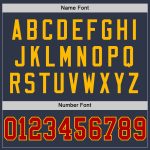 Customizable Throwback Football Jersey with Personalized Name and Number in Navy Red-Gold Mesh Personalized Navy Red-Gold