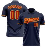 Custom Team Name Number Navy Red Gold Performance Golf Polo Shirt Personalized Navy Red-Gold Performance Vapor Golf Polo