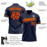 Custom Team Name Number Navy Red Gold Performance Golf Polo Shirt Personalized Navy Red-Gold Performance Vapor Golf Polo