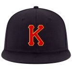 Custom Team Name Number Adjustable Snapback Hat - Personalized Navy Red-Gold Stitched Cap Personalized Navy Red-Gold Stitched