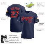 Custom Navy Red-Gray Authentic Baseball Jersey with Personalized Name & Number - Team Jersey Personalized Navy Red-Gray Authentic